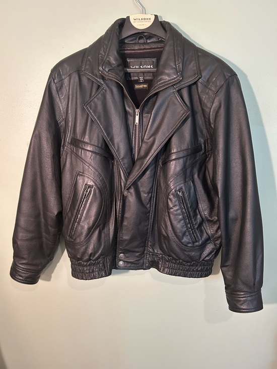 Wilson Other - Vintage Wilson Black Leather Bomber Jacket Men Xtra Large